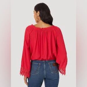 Wrangler Retro Bell Sleeve Blouse | Scoop Neck Western Style | Size Large